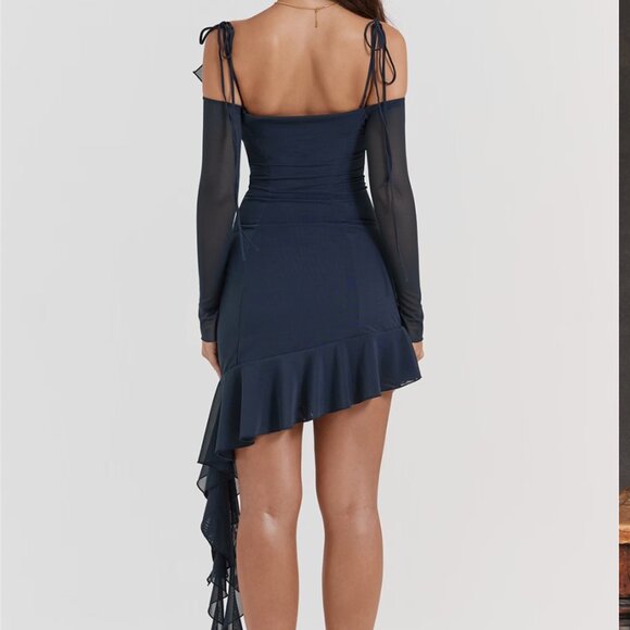 House of CB Kiki French Navy Ruffle Mini Dress - Picture 5 of 6